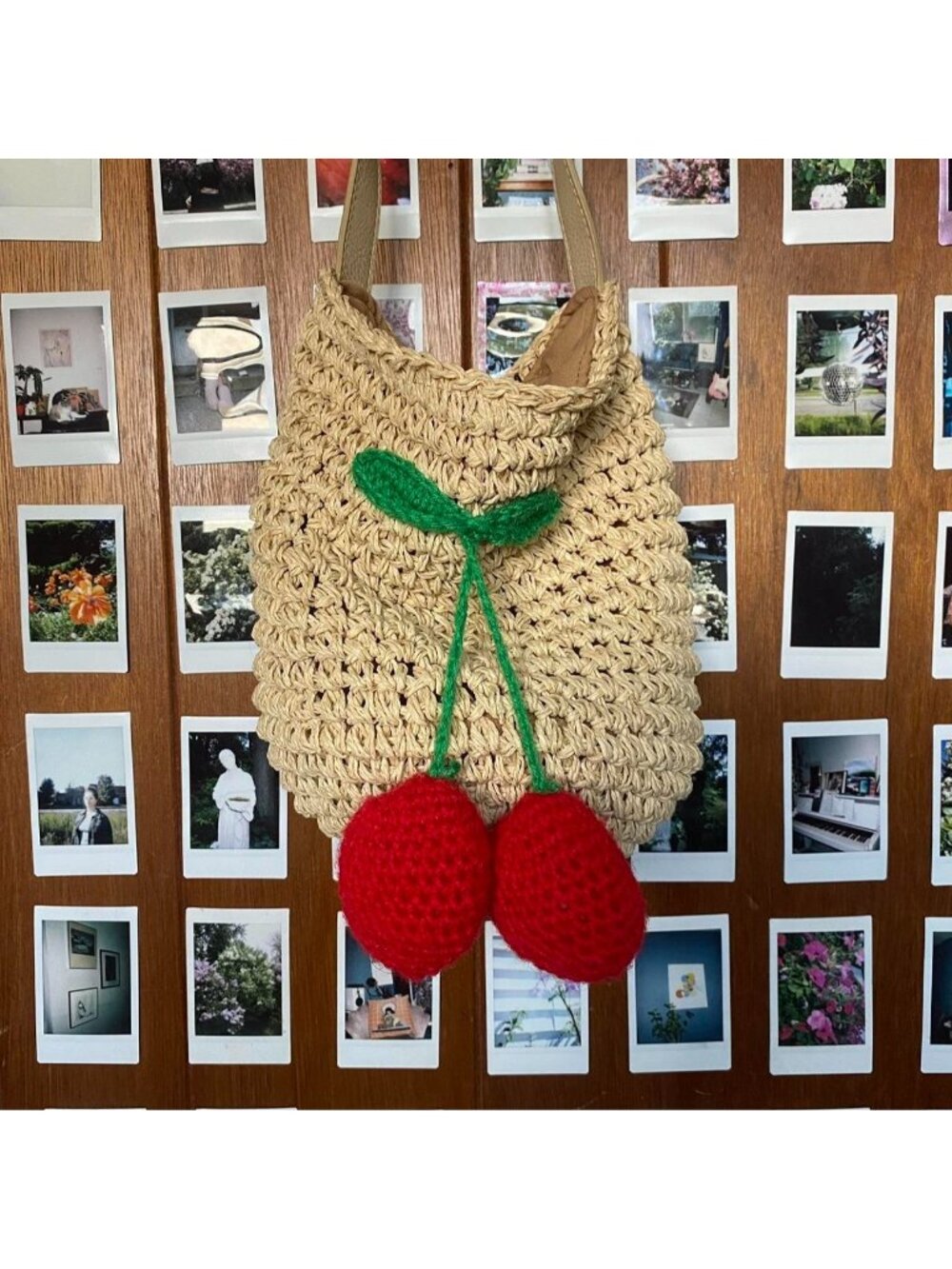 Woven Cherry Hobo Bag
